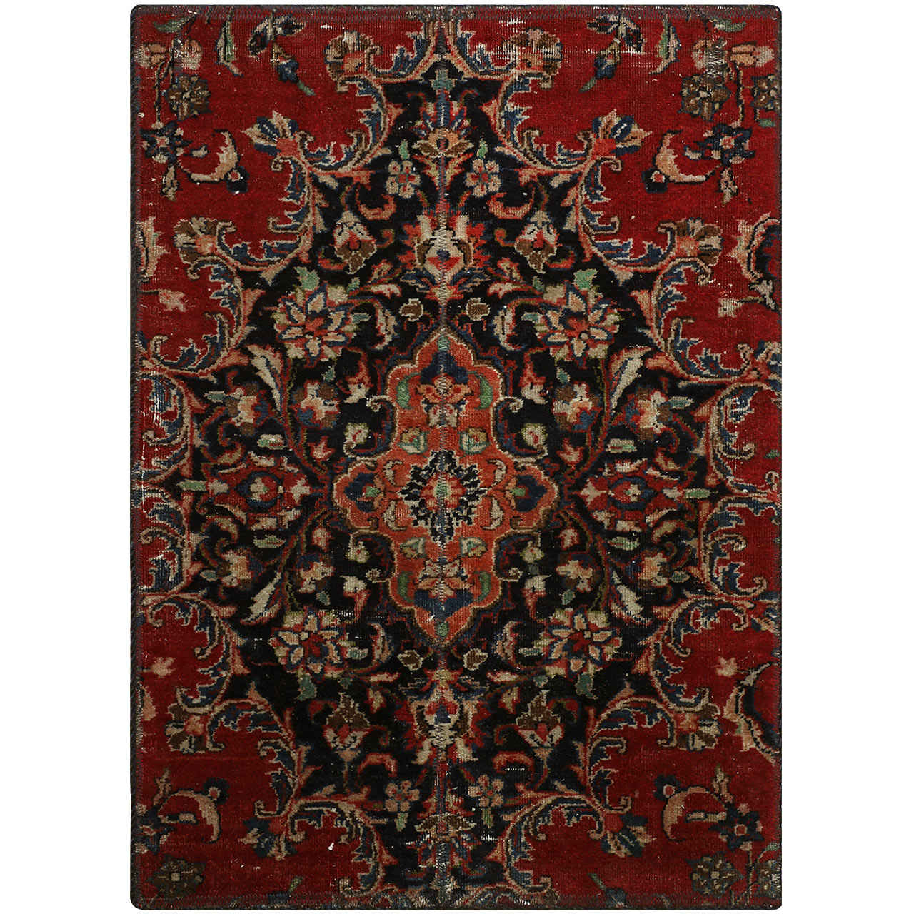 Vintage Persian Hand-Knotted Patchwork Carpet Heriz
