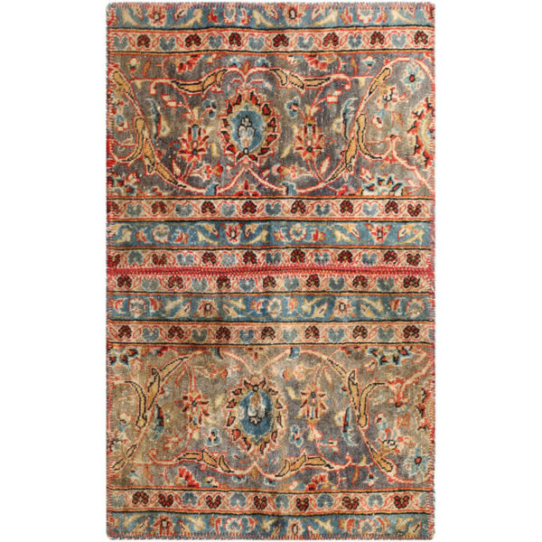 Vintage Persian Hand-Knotted Patchwork Carpet Kashan Green