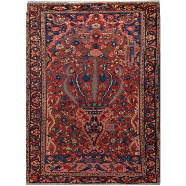 Vintage Persian Hand-Knotted Patchwork Carpet Heriz Red