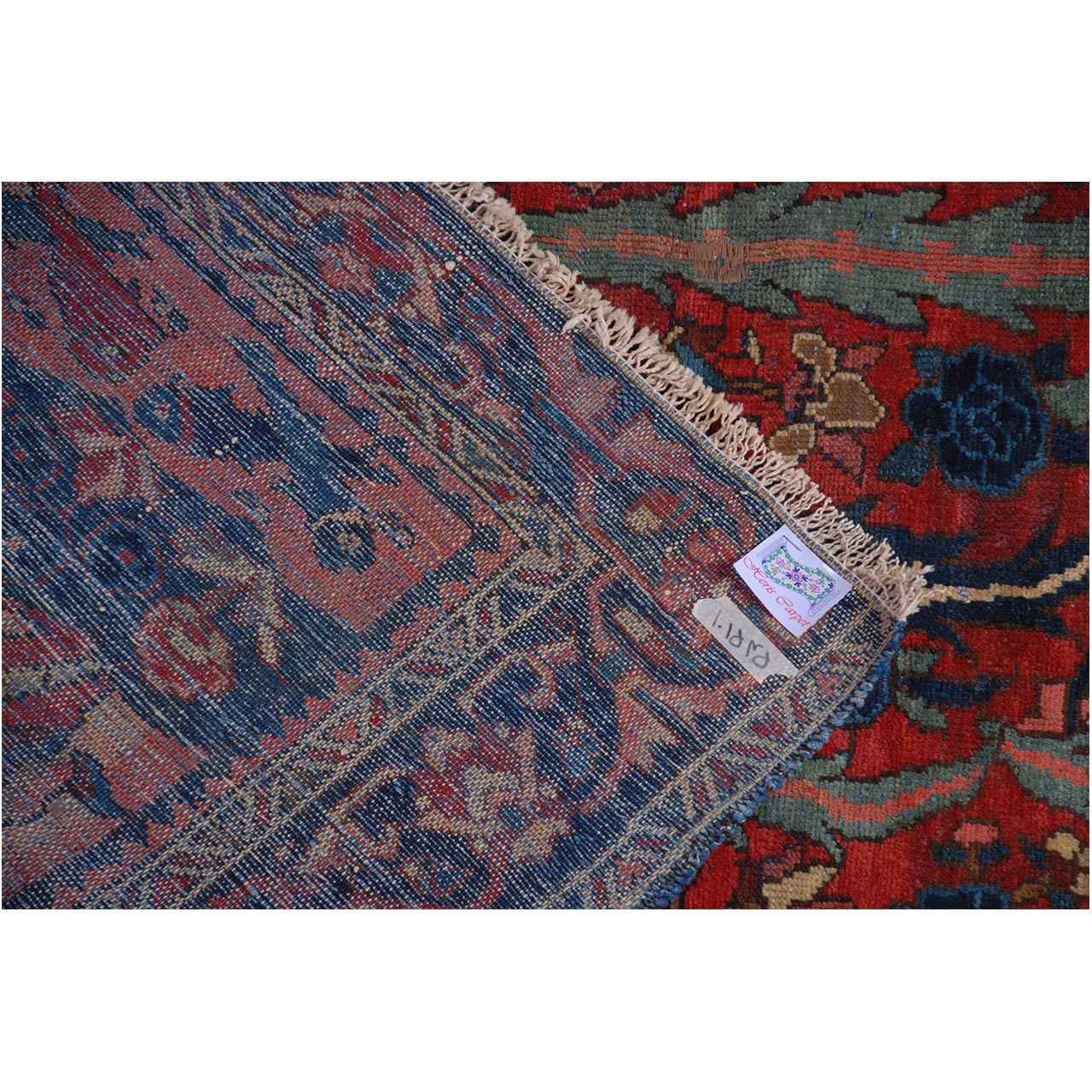 Vintage Persian Hand-Knotted Patchwork Carpet Heriz Red