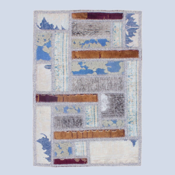 Persian Hand-Knotted Patchwork Carpet White