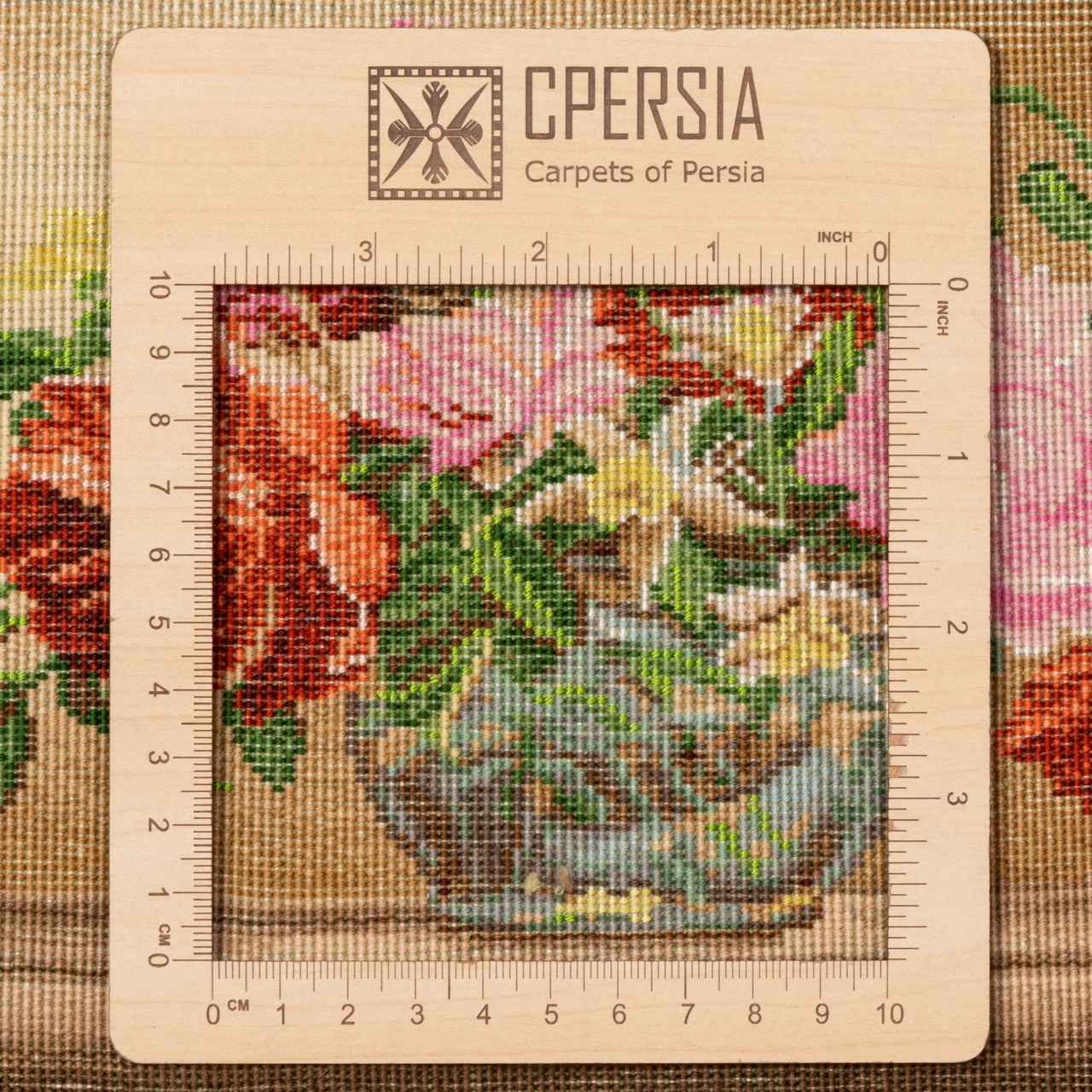 Hand-Knotted Persian Pictorial Rug Depicting Flowers in Vase