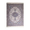 Persian Carpet with Kork Wool Hand-Knotted in Ardakan Medallion Cream