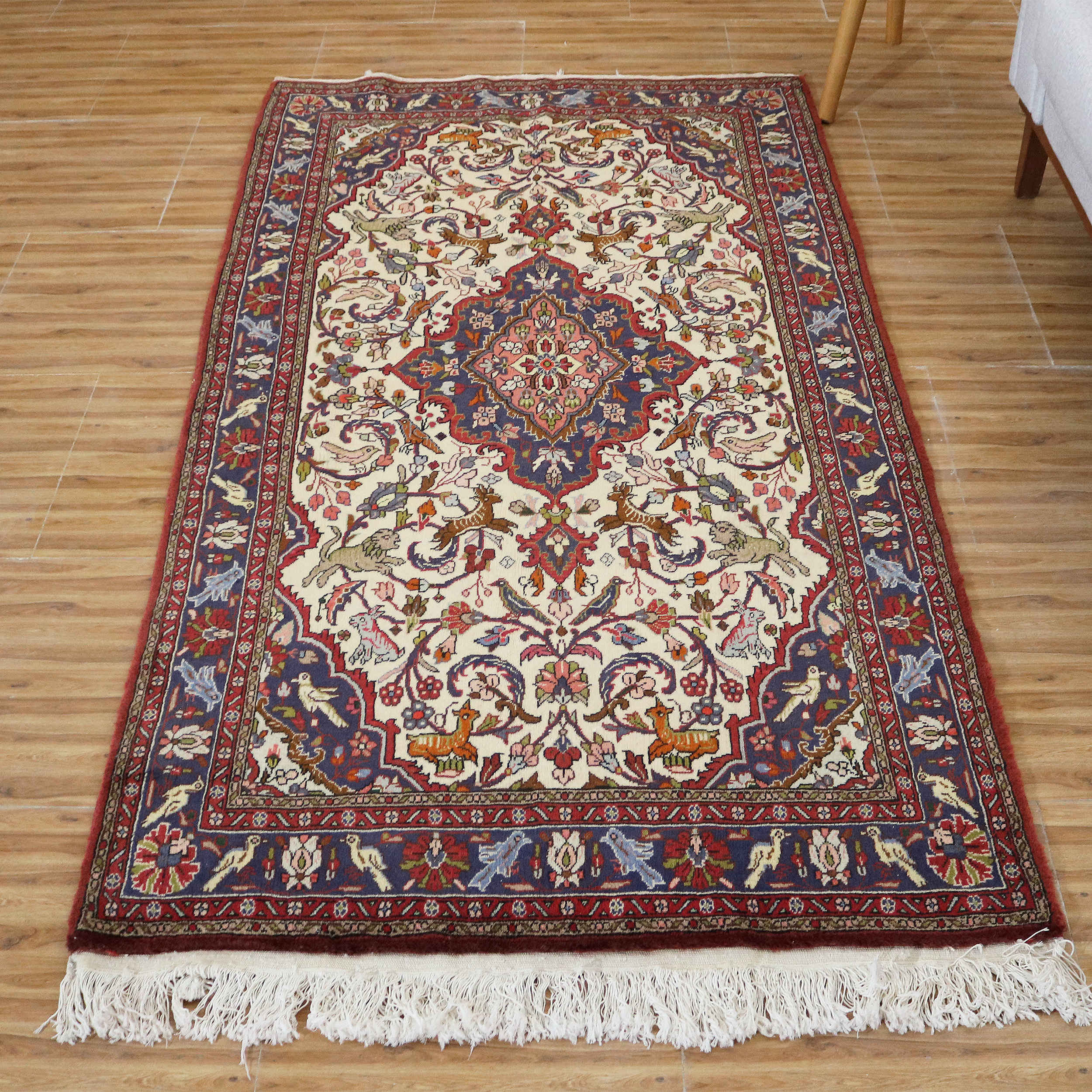 Persian Carpet with Wool Hand-Knotted in Bijar Geometric Red