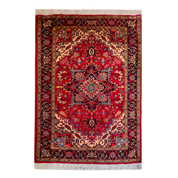 Persian Carpet with Wool Hand-Knotted in Tabriz Heriz Red