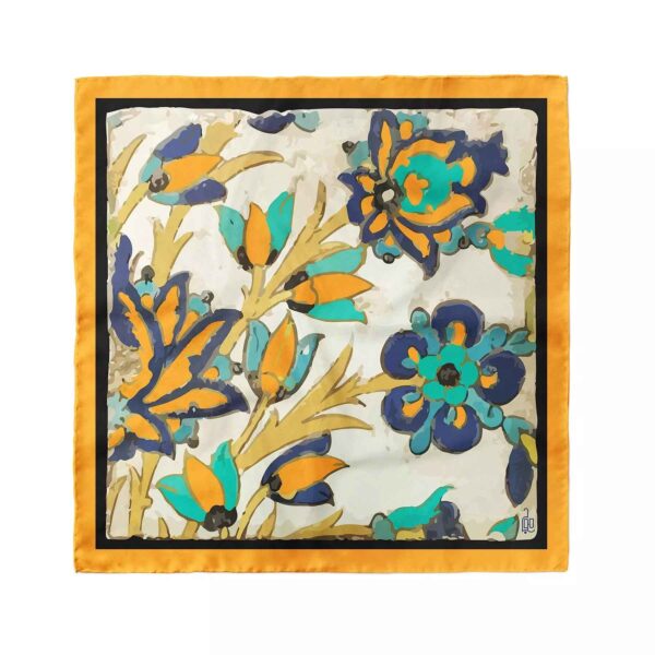 Persian Silk Mini Scarf for Women - Vibrant Print Motif Golshah