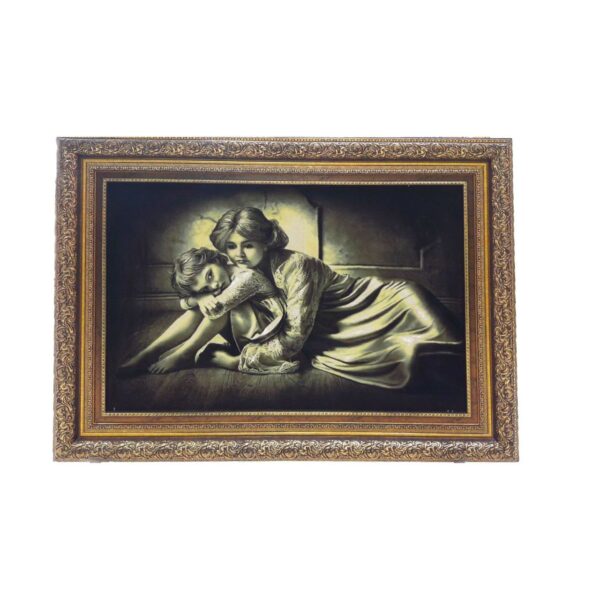 Hand-Knotted Persian Pictorial Rug from Tabriz Depicting Mother's Affection