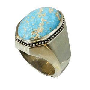 Persian Silver Ring Handmade with Neyshaburi Turquoise