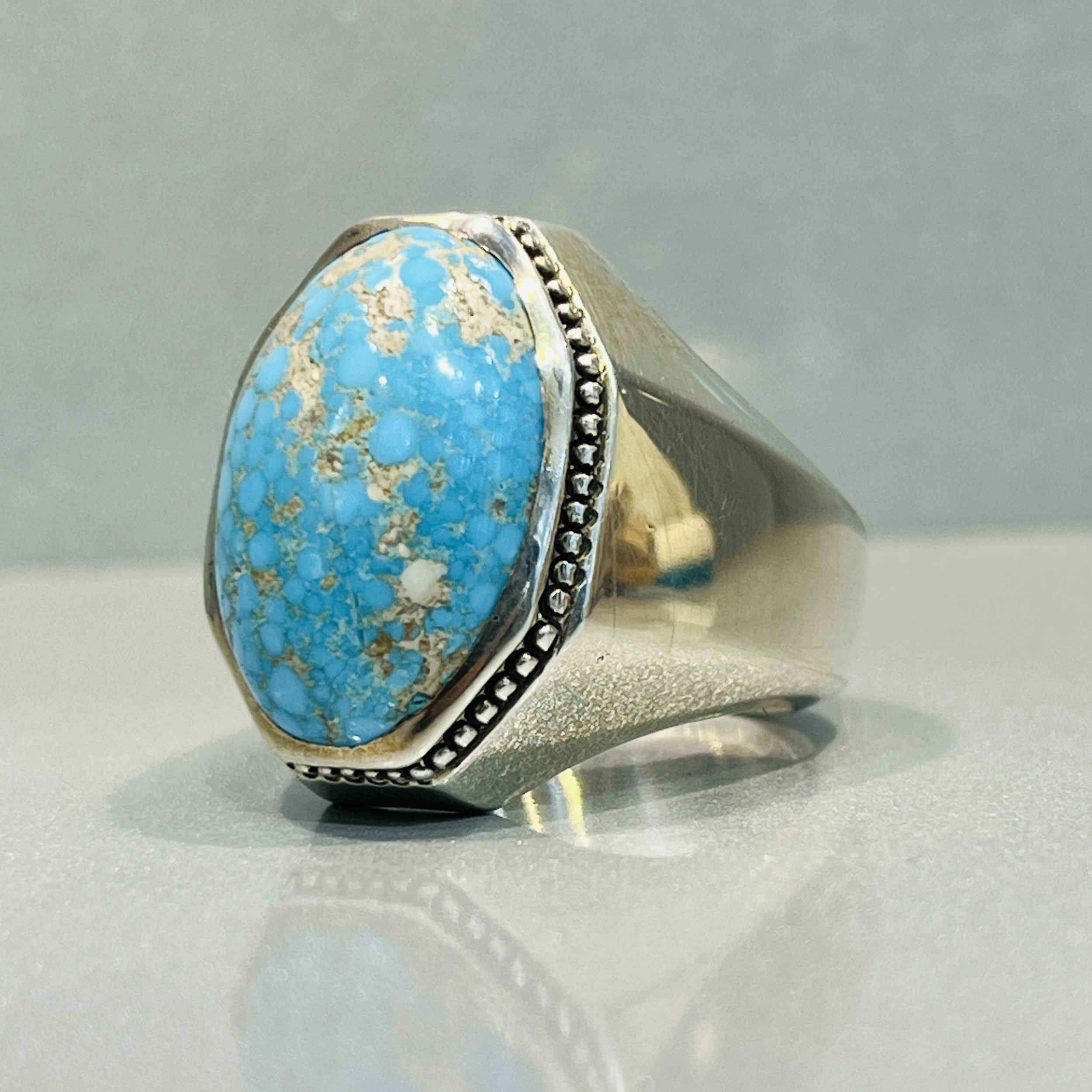 Persian Neyshabur Turquoise Silver Ring for Men