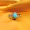 Persian Neyshabur Turquoise Silver Ring Handcrafted