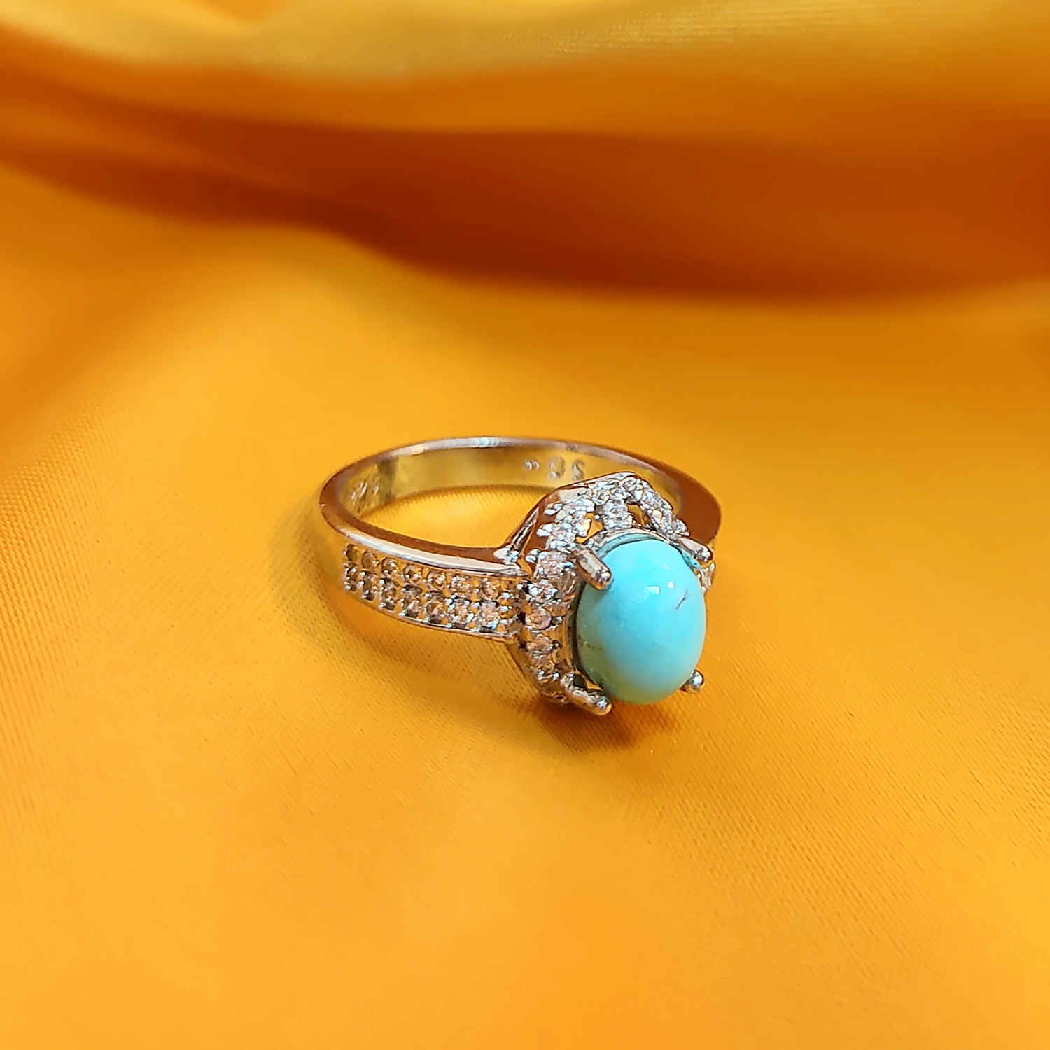 Persian Neyshabur Turquoise Silver Ring Handcrafted