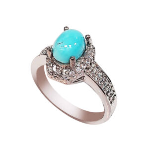 Persian Silver Ring with Natural Neyshabur Turquoise