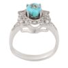 Persian Neyshabur Turquoise Silver Ring Handcrafted Rhodium Plated