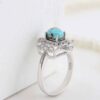 Persian Neyshabur Turquoise Silver Ring Handcrafted Rhodium Plated