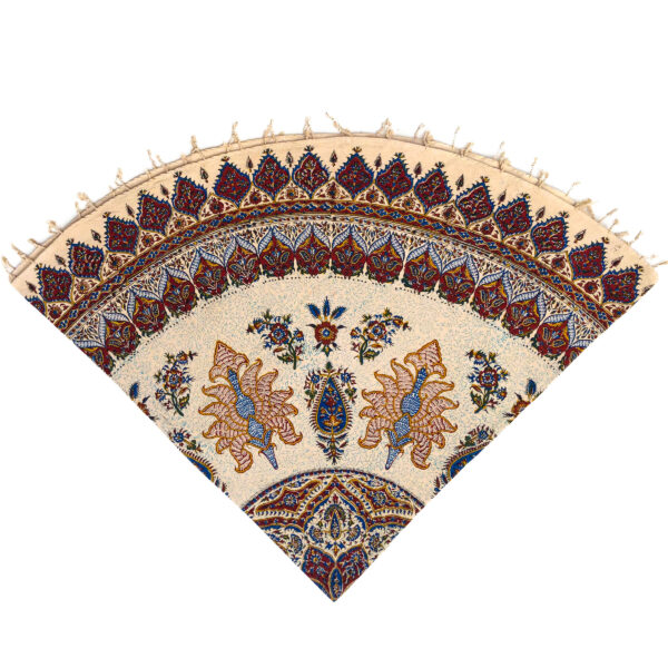 Handmade Persian Block-Printed Round Tablecloth, Isfahan's Traditional Kalamkari