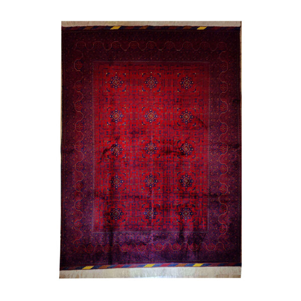 Persian Wool Carpet Hand-Knotted in Balochistan Geometric Red