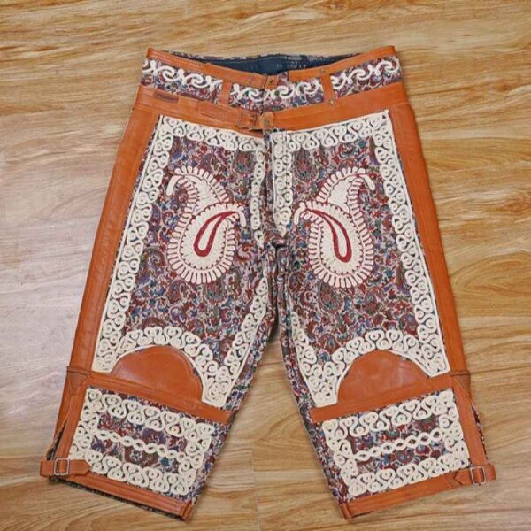 Persian Zoorkhaneh Athletic 3/4 Pant with Termeh Fabric & Leather