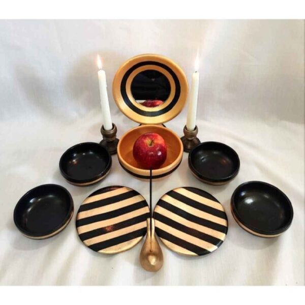 Pottery Haft-seen Set Dishes with Mirror & Candle Holder for Nowruz