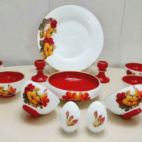 Pottery Haft-seen Set with Mirror & Candle Holder for Nowruz