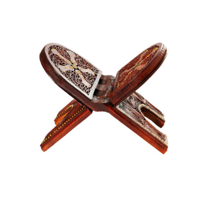 Foldable Wooden Quran Rehal Stand Holder with Camel Leather