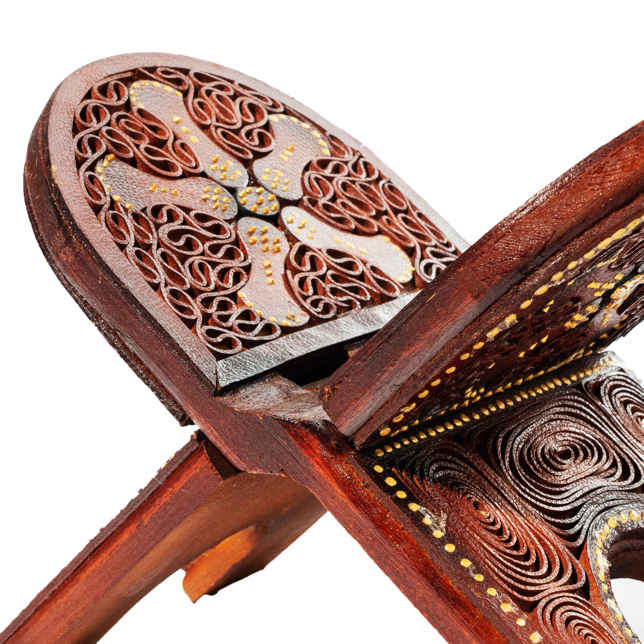 Foldable Wooden Quran Rehal Stand Holder with Camel Leather