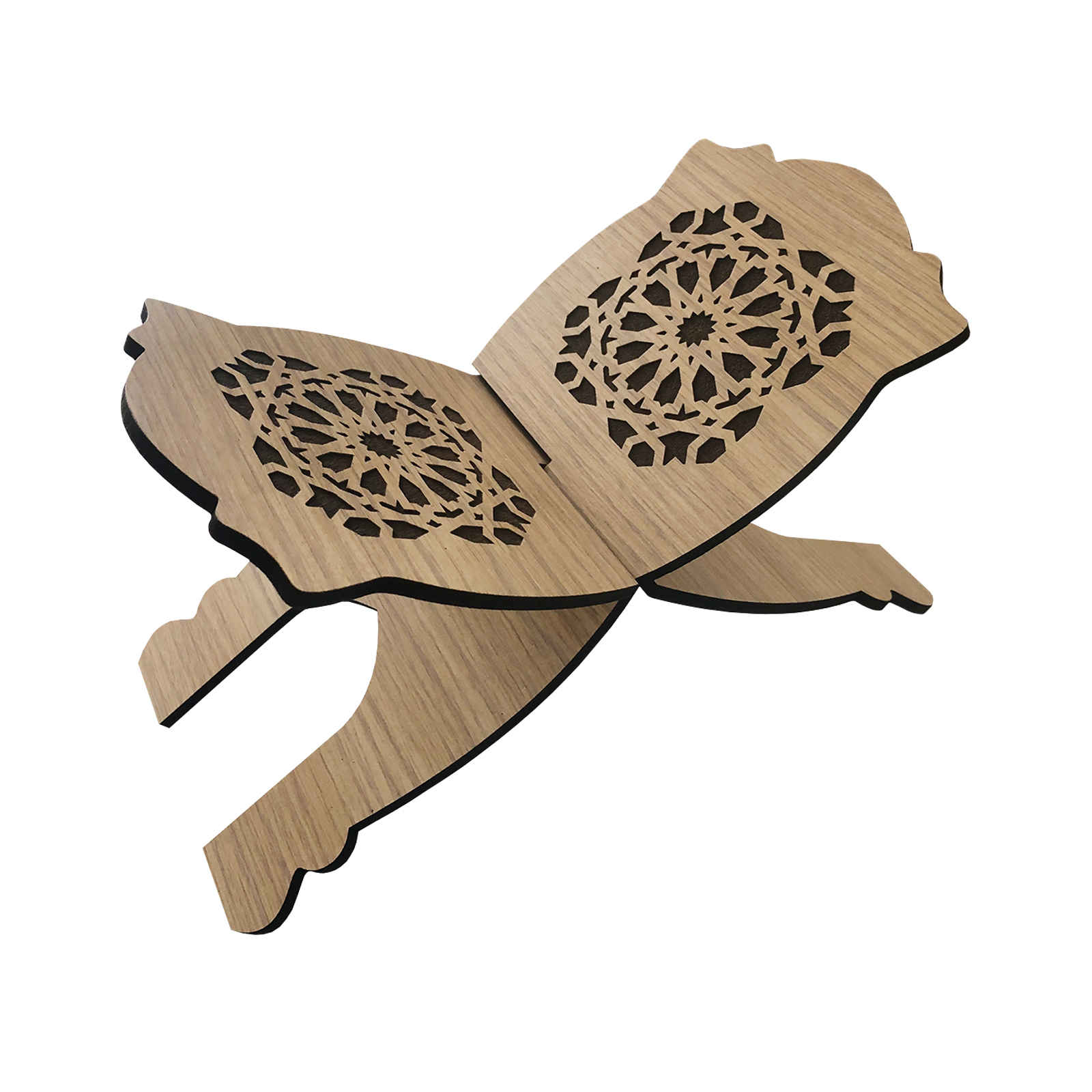 Foldable Wooden Quran Rehal Stand Holder with Intricate Pattern