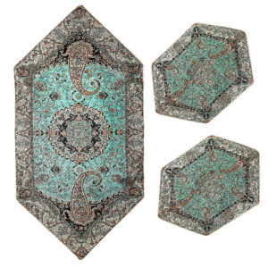 Set of 3 Termeh Tablecloth Luxurious with Persian Paisley Pattern Shiva