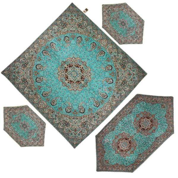 Set of 4 Termeh Tablecloth Luxurious with Persian Paisley Pattern Karmania