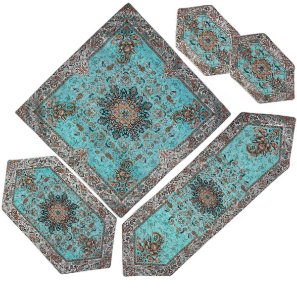 Set of 5 Termeh Tablecloth Luxurious with Persian Paisley Pattern Soren