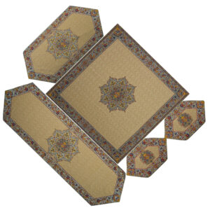 Set of 5 Yazd Termeh Tablecloth Luxurious with Floral Pattern Keshmir