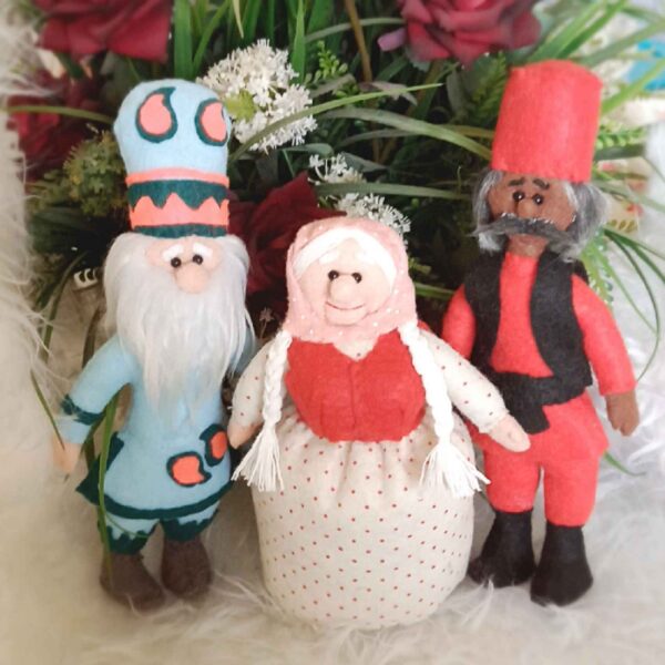 Set of Hajji Firuz, Nane Sarma, and Amu Nowruz Rag Dolls - Perfect for Haft-Sin Display
