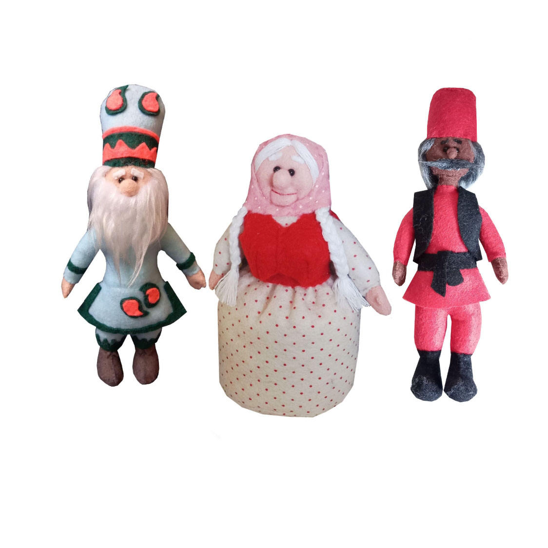 Set of Hajji Firuz, Nane Sarma, and Amu Nowruz Rag Dolls – Perfect for Haft-Sin Display