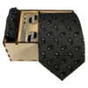 Men's Tie, Handkerchief & Cufflinks Neckwear Set - Luxurious Black