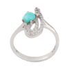 Persian Neyshabur Turquoise Silver Ring with Rhodium Plated for Women