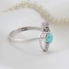 Persian Neyshabur Turquoise Silver Ring with Rhodium Plated for Women