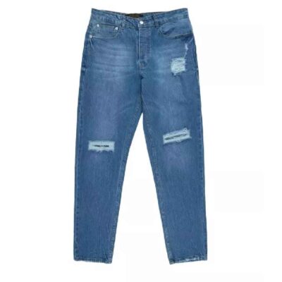 Straight Fit Jeans with Rips Sport Outfit for Men