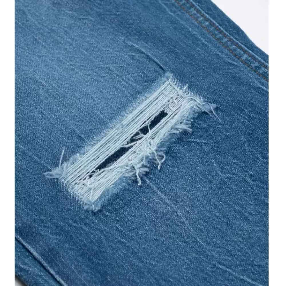 Straight Fit Jeans with Rips Sport Outfit for Men