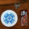 Velvet Cutlery Pouch with Persian Calligraphy - Elegant Yellow Design