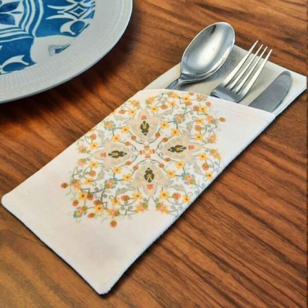 Velvet Cutlery Pouch - Chic Table Setting with Geometric Design