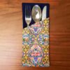 Velvet Cutlery Pouch - Intricate Floral Design for Stylish Settings