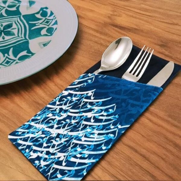 Velvet Cutlery Pouch with Persian Calligraphy - Elegant Design