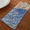 Velvet Cutlery Pouch with Persian Calligraphy - Elegant Blue Design
