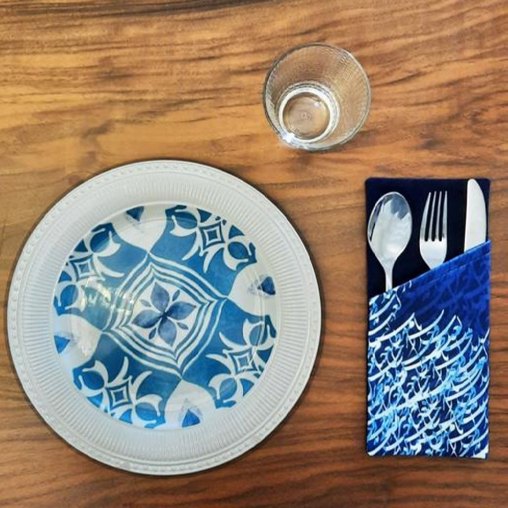 Velvet Cutlery Pouch with Persian Calligraphy – Elegant Design