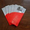 Velvet Cutlery Pouch with Persian Calligraphy - Classic Red Design