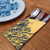 Velvet Cutlery Pouch with Persian Calligraphy - Spoon and Fork Organizer