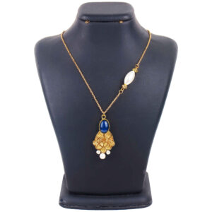 Brass Necklace Persian Traditional Theme for Women with Lapis Lazuli