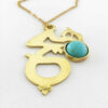Brass Necklace Persian Traditional Theme for Women with Turquoise