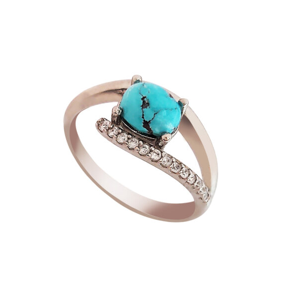 Persian Silver Ring for Women with Neyshabur Turquoise