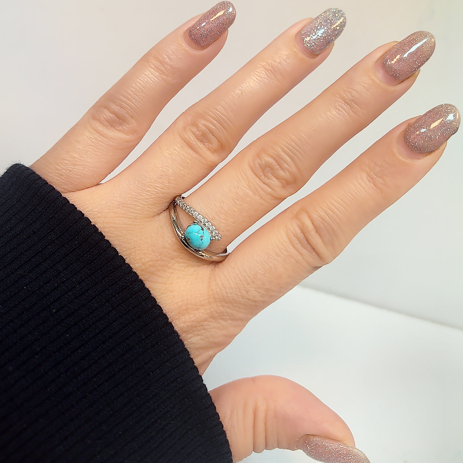 Persian Silver Ring for Women with Neyshabur Turquoise