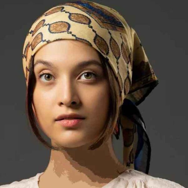 Mini Head Scarf for Women - Artistic Naser al-Din Shah Qajar Print